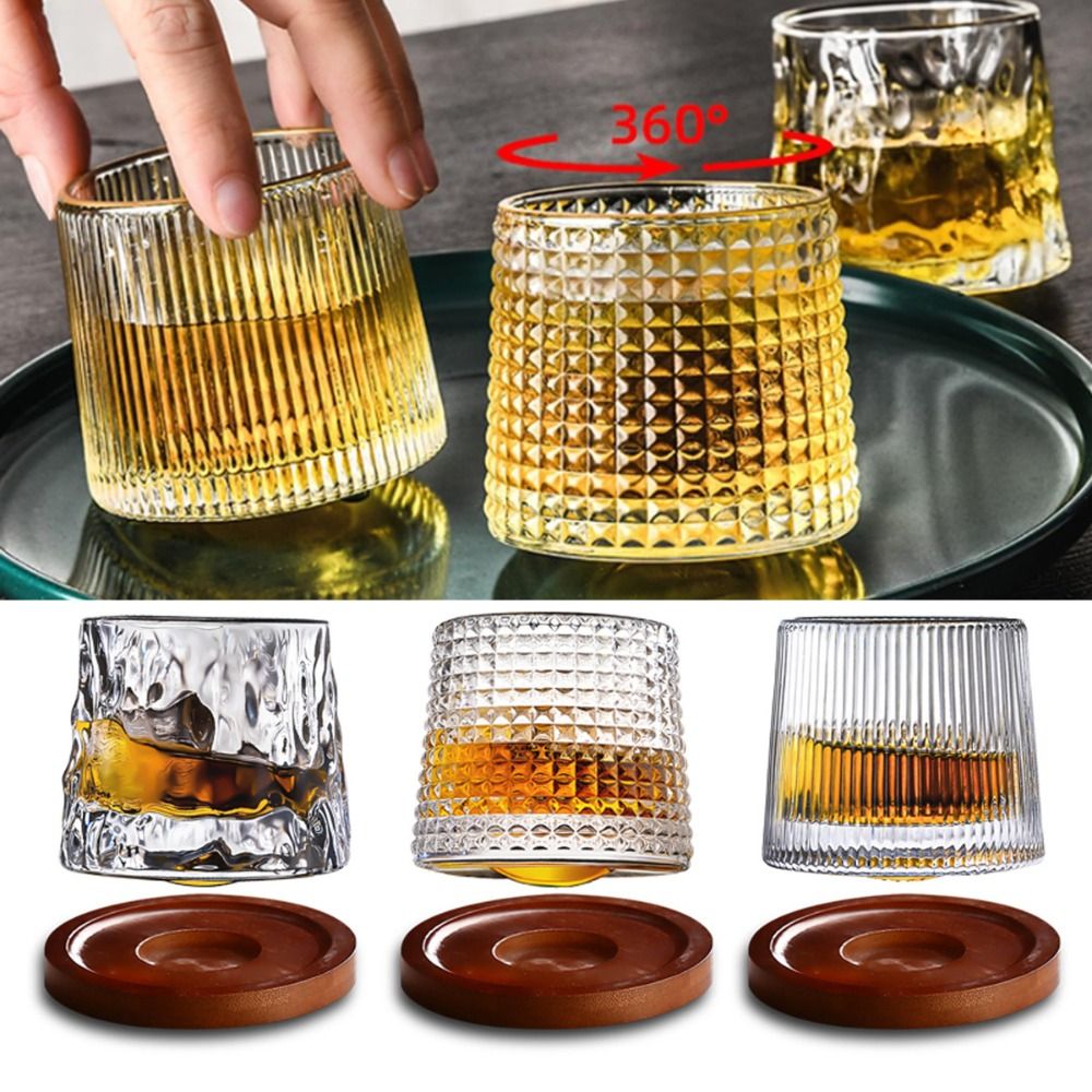 Wine Beer And Liquor - Verres à whisky rotatifs avec Base,