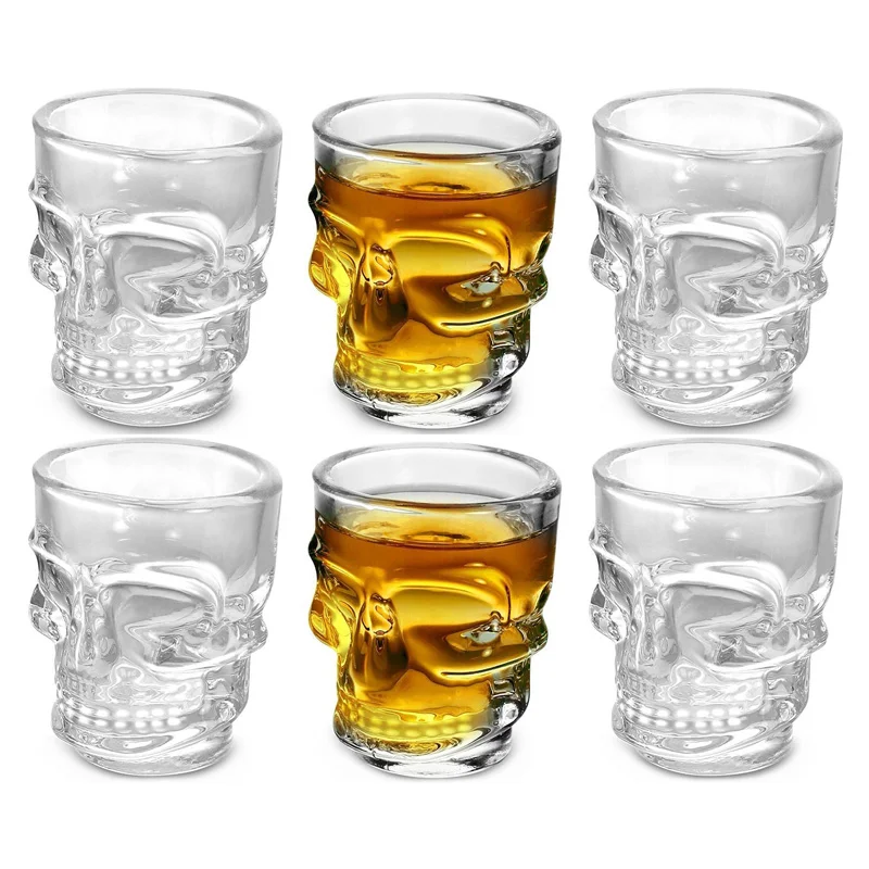 Wine To Beer To Liquor - Verre à Shot tête de crâne,