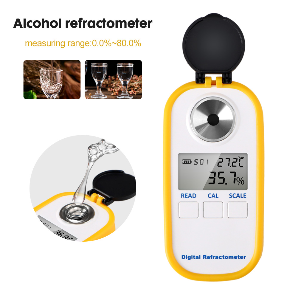 Wine To Beer To Liquor - Réfractomètre numérique d'alcool 0-80%, écran LCD