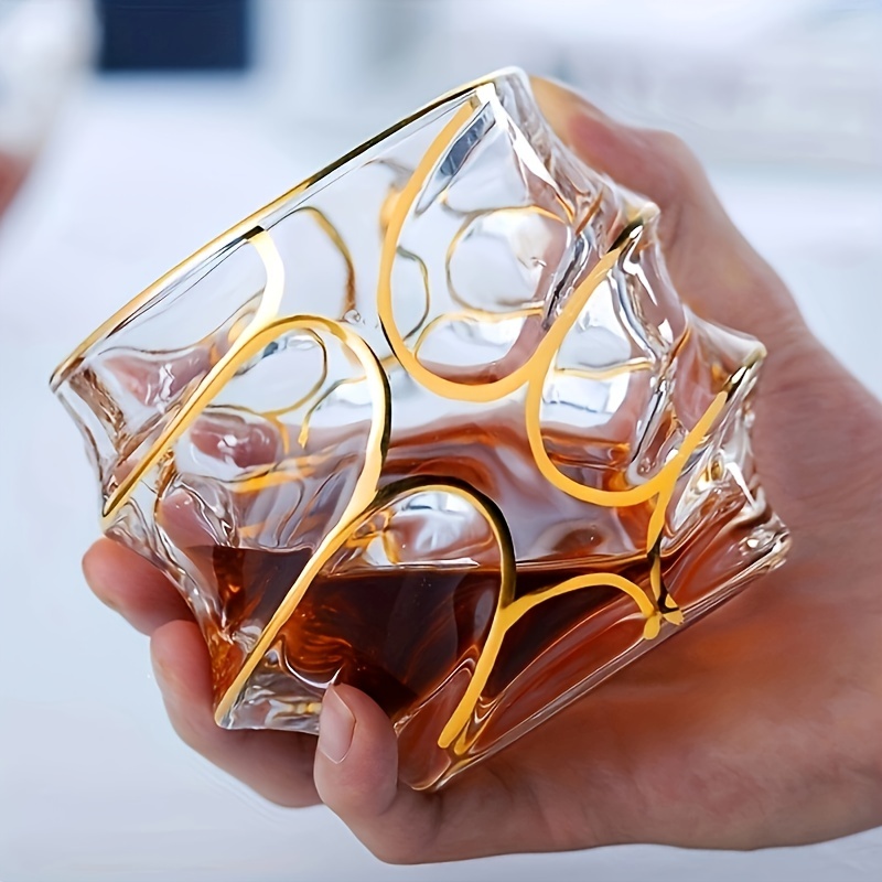 Whisky Beer And Wine - Verre à whisky, tumbler, ligne dorée,