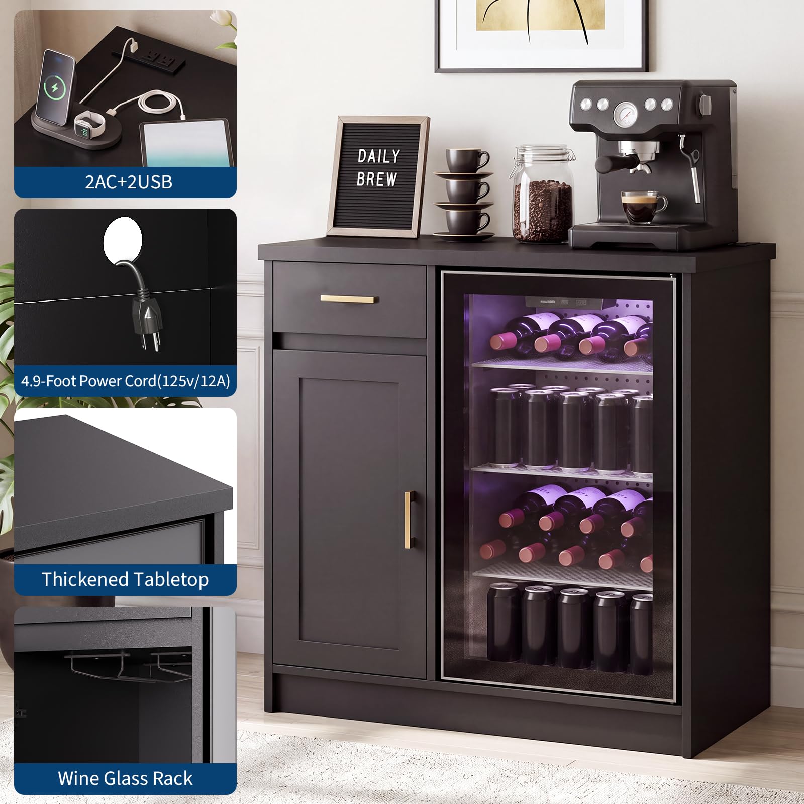Meuble bar à vin style farmhou - Wine Beer Refrigerator avis et prix